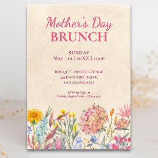 Elegant Floral Mother’s Day Brunch Invitation