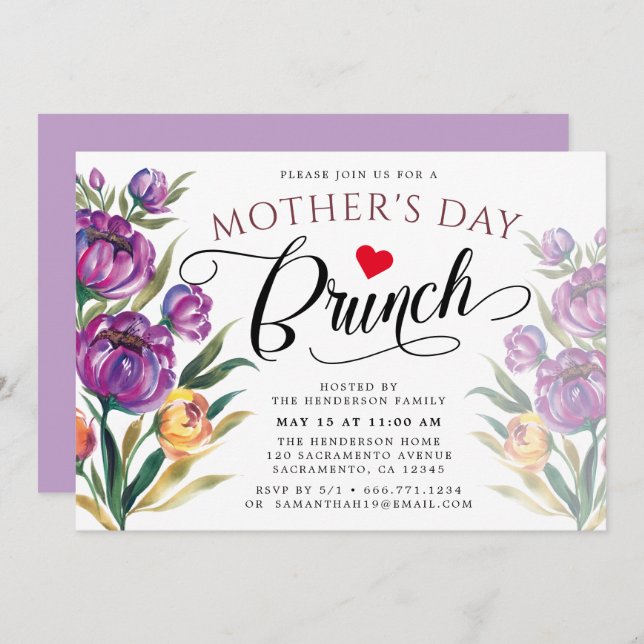 Elegant Floral  | Mother's Day Brunch Invitation (Front/Back)