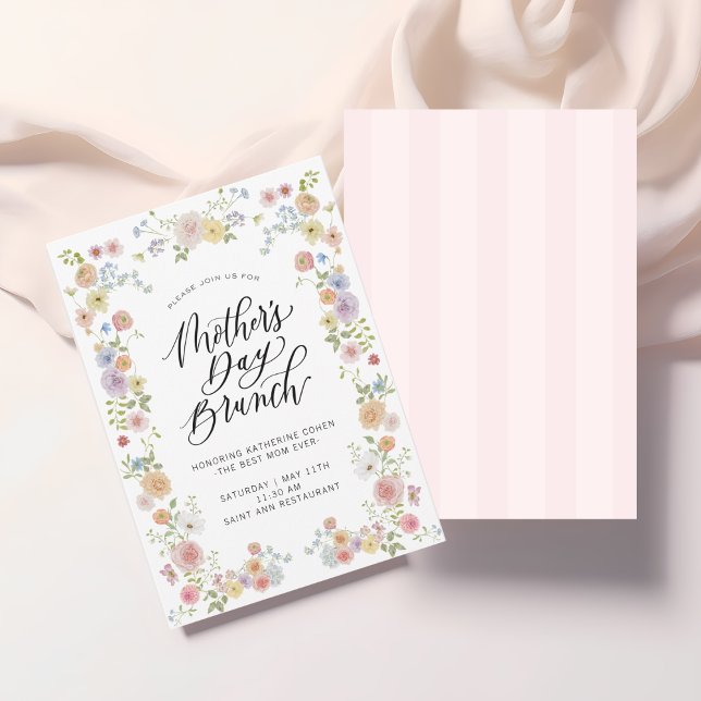 Elegant Floral Mother's Day Brunch Invitation (Elegant floral Mother’s Day brunch invite for spring gatherings and special celebrations | Shop Now!)