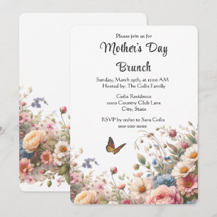Elegant Floral  Mother's Day Brunch  Invitation