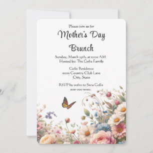 Elegant Floral  Mother's Day Brunch  Invitation