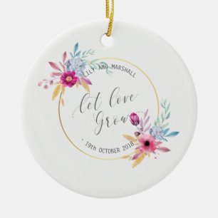 Elegant Floral Mr & Mrs Wedding Ceramic Ornament
