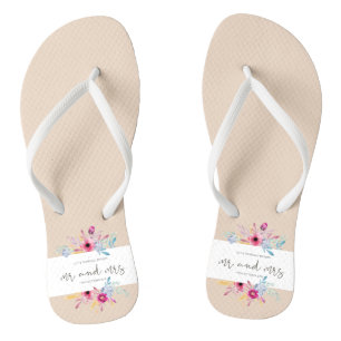Elegant Floral Mr & Mrs Wedding   Flip Flops