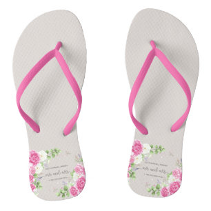 Elegant Floral Mr & Mrs Wedding   Flip Flops