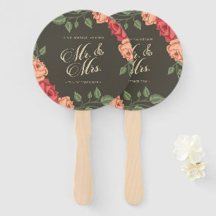 Elegant Floral Mr & Mrs Wedding   Hand Fans