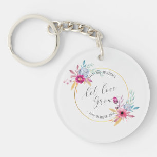 Elegant Floral Mr & Mrs Wedding   Keychain