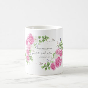 Elegant Floral Mr & Mrs Wedding   Mug