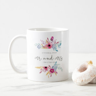 Elegant Floral Mr & Mrs Wedding   Mug