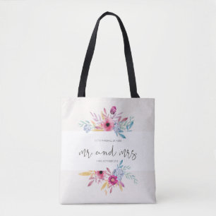 Elegant Floral Mr & Mrs Wedding   Tote Bag