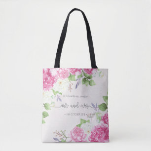 Elegant Floral Mr & Mrs Wedding Tote Bag