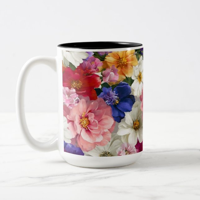 Elegant Floral Mug – Botanical Flower Print Coffee (Left)