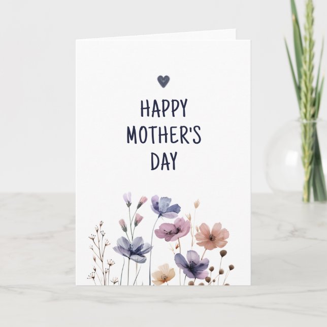 Elegant floral Mum Happy Mothers Day Card (Front)