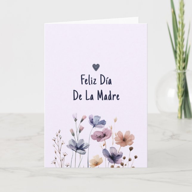 Elegant floral Mum Spanish Happy Mothers Day Card (Front)