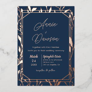 Elegant Floral Navy & Rose Gold Wedding