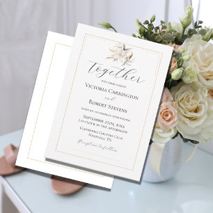 Elegant Floral Neutral Modern Wedding Invitation