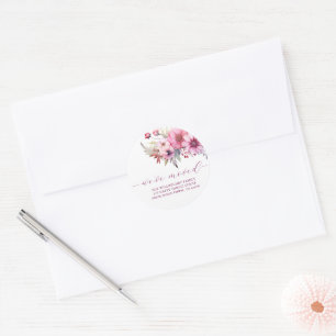 Elegant Floral New Address Classic Round Sticker
