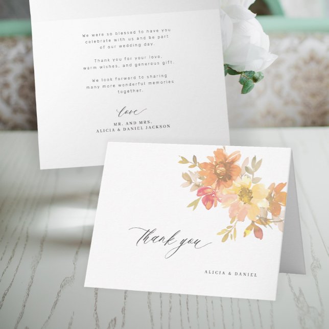 Elegant floral non photo wedding  thank you card (Creator Uploaded)