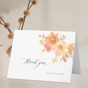 Elegant floral non photo wedding  thank you card
