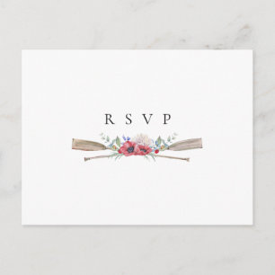 Elegant Floral Oars Wedding RSVP Song Request Invitation Postcard