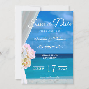 Elegant Floral Ocean Beach Save the Date