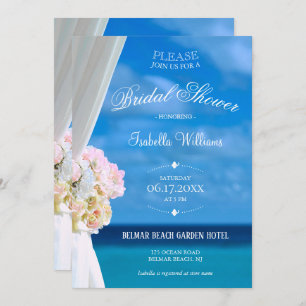 Elegant Floral Ocean Beach Summer Bridal Shower Invitation