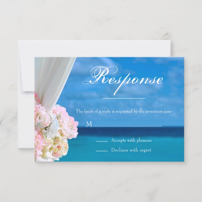 Elegant Floral Ocean Beach Summer RSVP (Front)