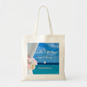 Elegant Floral Ocean Beach Summer Wedding Favour Tote Bag