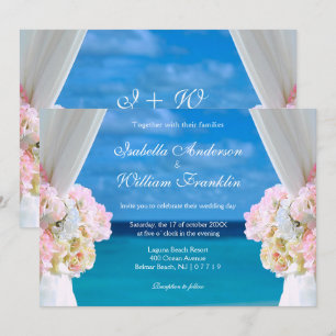 Elegant Floral Ocean Beach Summer Wedding Gate Invitation