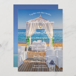 Elegant Floral Ocean Beach Summer Wedding Invitation