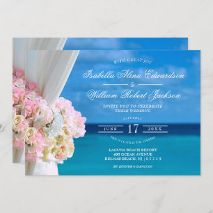 Elegant Floral Ocean Beach Wedding Invitation