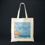 Elegant Floral Ocean Beach Wedding Welcome Favour Tote Bag<br><div class="desc">Elegant floral ocean beach summer favour design. The text can be changed using right the "Details" menu. To fit everything to your needs please click the "Customise" button and you can text style and backround colour change. Other colours are available. Please contact me if you need help or matching items....</div>