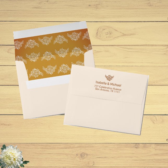 Elegant Floral on Terracota Wedding Envelope (Creator Uploaded)