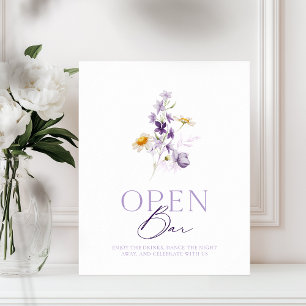 Elegant Floral Open Bar Sign