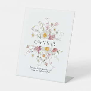 Elegant Floral Open Bar Sign for Weddings