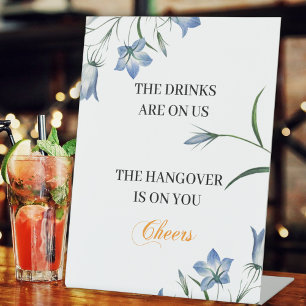 Elegant Floral Open Bar wedding reception  Pedestal Sign