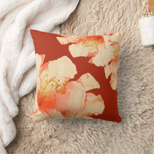 Elegant Floral Orange Peach Cushion
