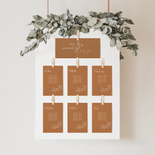 Elegant Floral Orange Wedding Seating Chart Cards