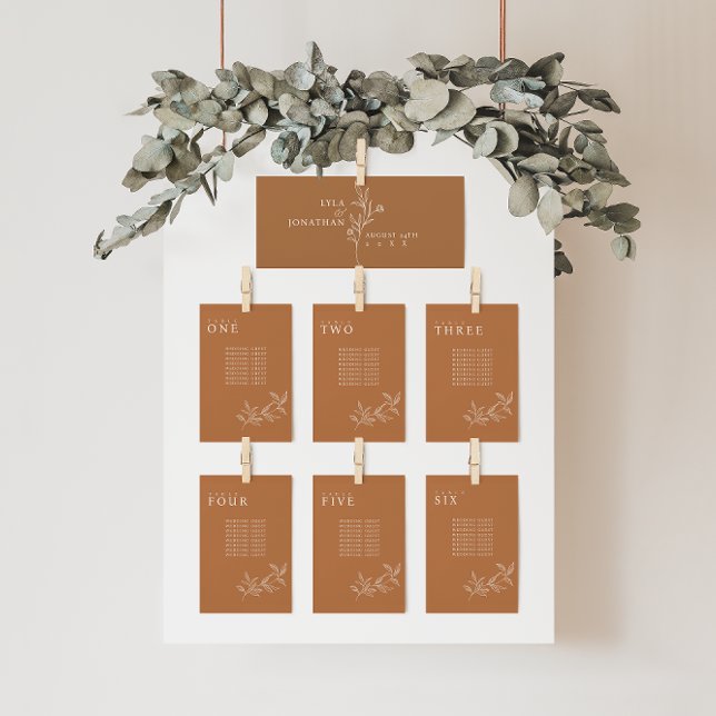 Elegant Floral Orange Wedding Seating Chart Cards (Creator Uploaded)
