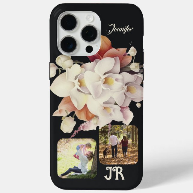 Elegant Floral Orchid-Calla Lily Photo/Name  Case-Mate iPhone Case (Back)