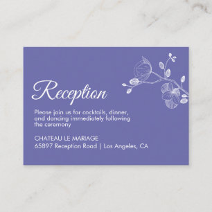 Elegant floral orchids modern periwinkle reception enclosure card