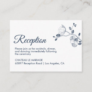 Elegant floral orchids modern simple reception enclosure card