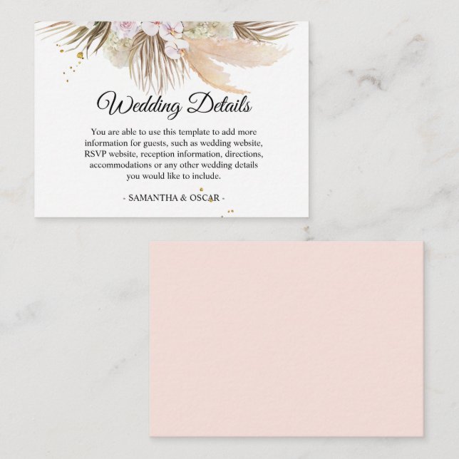 Elegant Floral Orchids & Pampas Beauty Frame Enclosure Card (Front/Back)