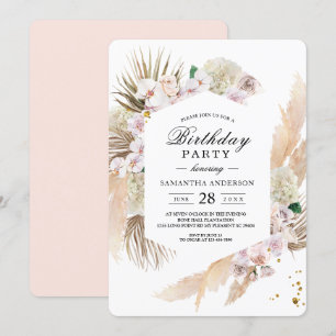 Elegant Floral Orchids & Pampas Beauty Frame Invitation