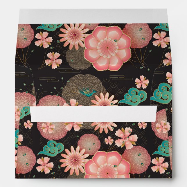 Elegant Floral Ornament, Spring Peach Garden Envelope (Back (Bottom))