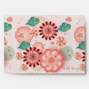 Elegant Floral Ornament, Spring Peach Garden Envelope
