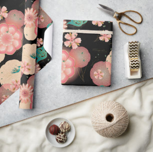 Elegant Floral Ornament Spring Peach Garden Wrappi Wrapping Paper