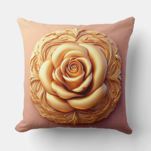 Elegant Floral Ornament With Golden Accents Cushion