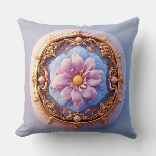 Elegant Floral Ornament With Golden Accents Cushion
