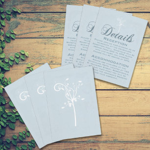 Elegant Floral Pale Light Blue Wedding Details Enclosure Card