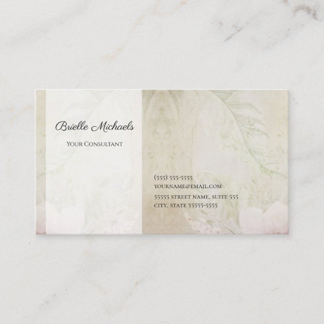 Elegant Floral Parchment for Any Profession Business Card (Front)